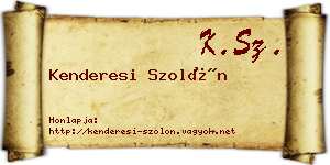 Kenderesi Szolón névjegykártya